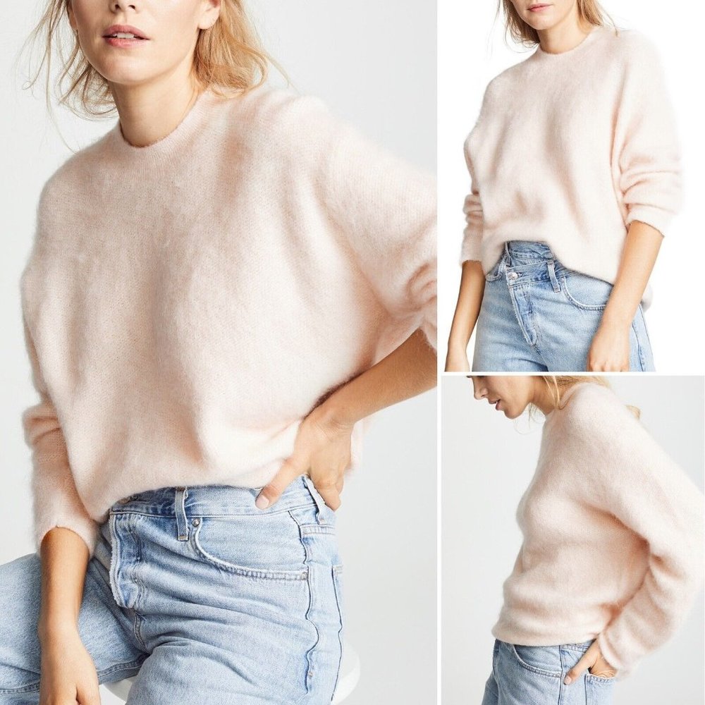 Vince Desert Rose Cream Alpaca Mohair Fuzzy Sweater